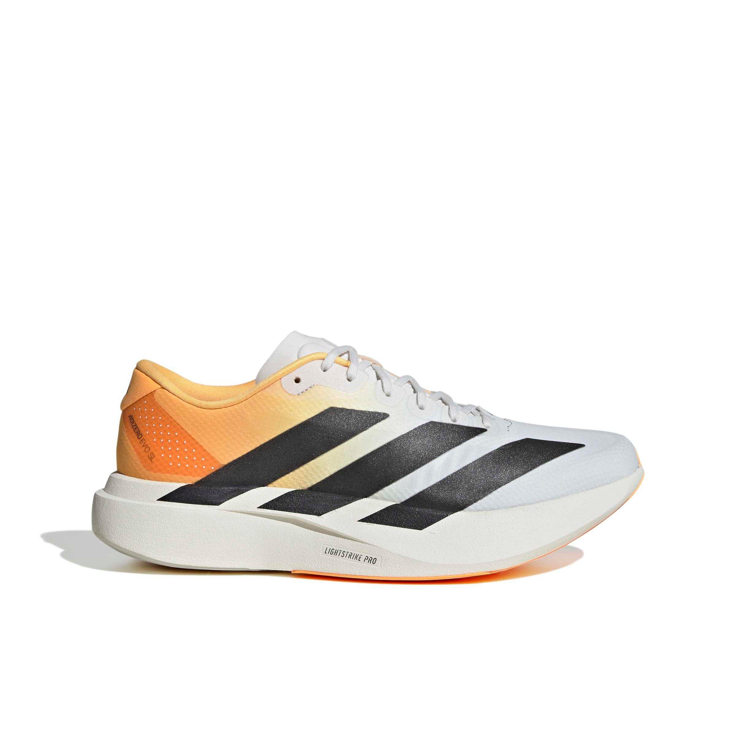 adidas Adizero EVO SL "Crystal White/Lucid Tangerine/Iron Metallic" Men's Running Shoe - WHITE/TANGERINE/IRON
